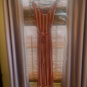 Band of Gypsies Orange and White Striped Jumpsuit